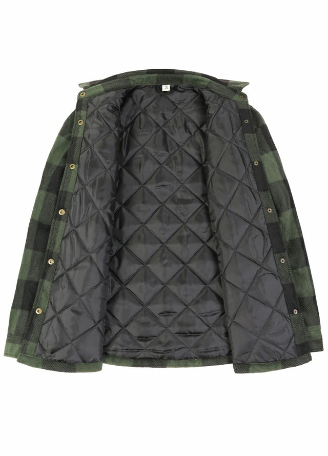 Women's Quilted Lined Snap Button Shirt Jacket