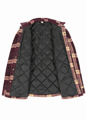 Women's Quilted Lined Snap Button Shirt Jacket