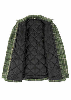 Women's Quilted Lined Snap Button Shirt Jacket
