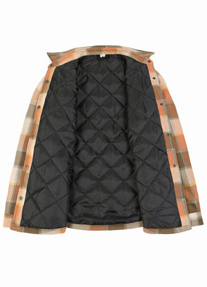 Women's Quilted Lined Snap Button Shirt Jacket