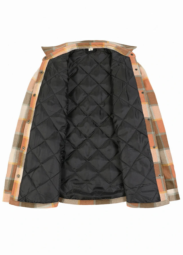 Women's Quilted Lined Snap Button Shirt Jacket