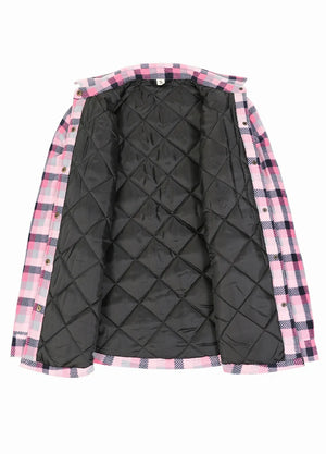 Women's Quilted Lined Snap Button Shirt Jacket