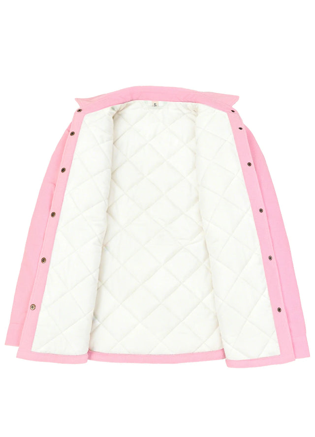 Women's Quilted Lined Snap Button Shirt Jacket