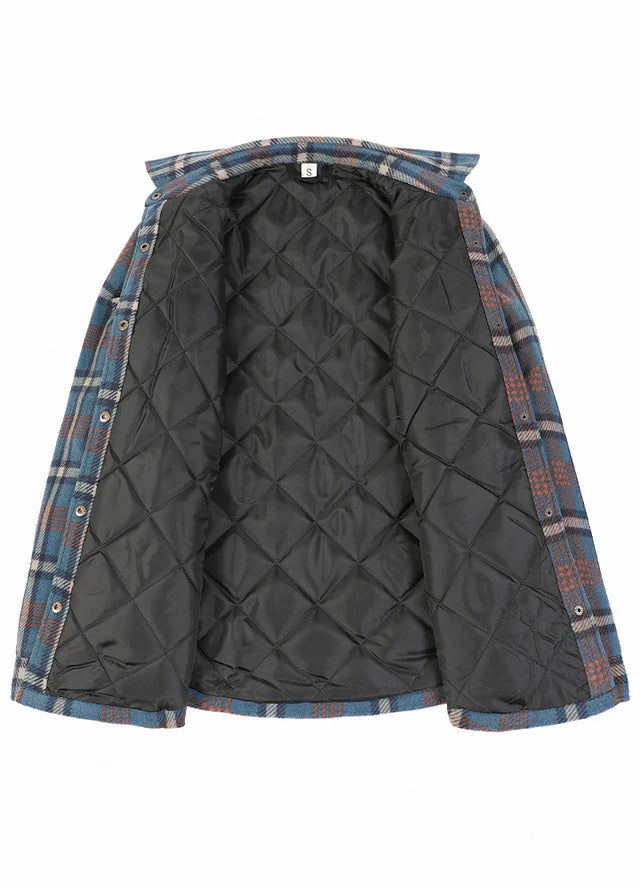 Women's Quilted Lined Snap Button Shirt Jacket