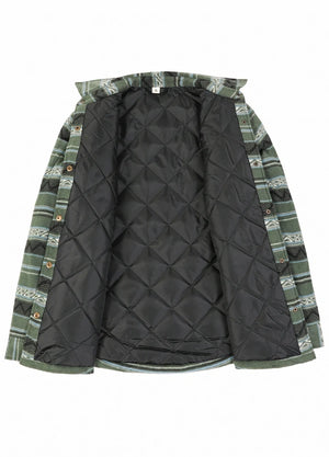 Women's Quilted Lined Snap Button Shirt Jacket