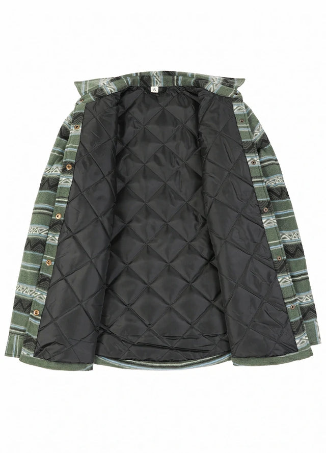 Women's Quilted Lined Snap Button Shirt Jacket