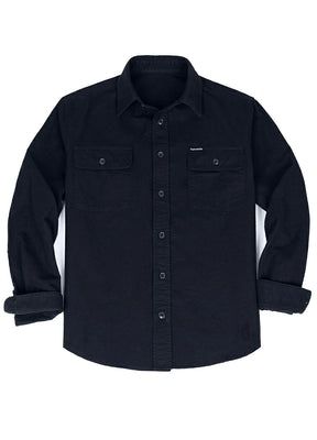 Front view of navy men's double brushed cpo-inspired lightweight flannel shirt-XR1180NY-S,XR1180NY-M,XR1180NY-L,XR1180NY-XL,XR1180NY-XXL,XR1180NY-3XL