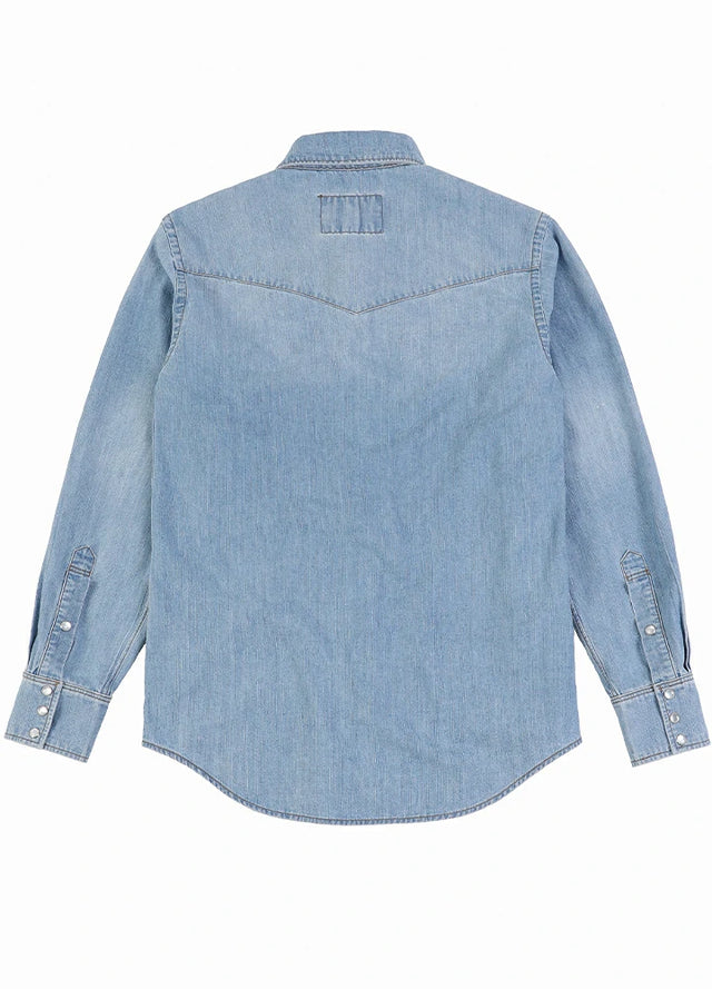 Men's Retro Pearl Snap Denim Western Shirt