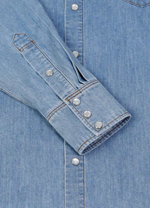 Men's Retro Pearl Snap Denim Western Shirt