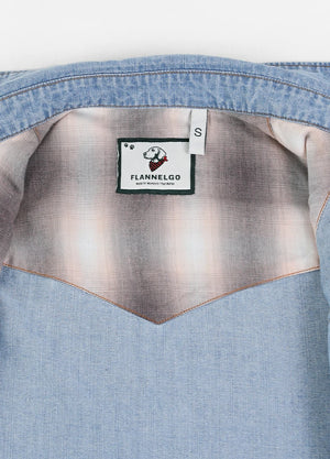 Men's Retro Pearl Snap Denim Western Shirt