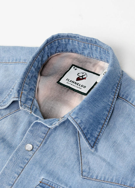 Men's Retro Pearl Snap Denim Western Shirt