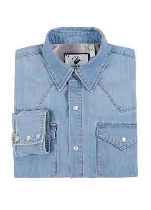 Men's Retro Pearl Snap Denim Western Shirt