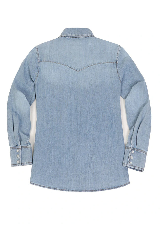 Women's Retro Pearl Snap Denim Western Shirt