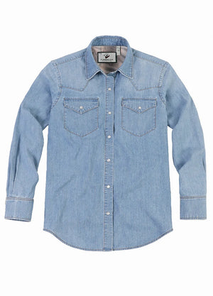 Women's Retro Pearl Snap Denim Western Shirt