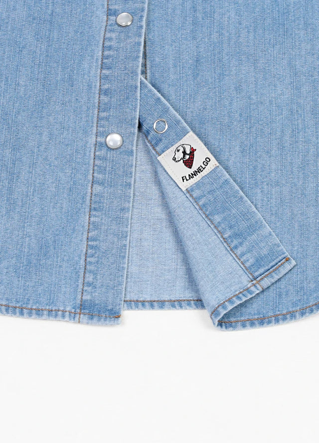 Women's Retro Pearl Snap Denim Western Shirt