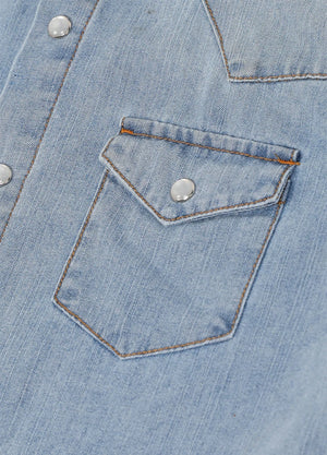 Kids Retro Pearl Snap Denim Western Shirt