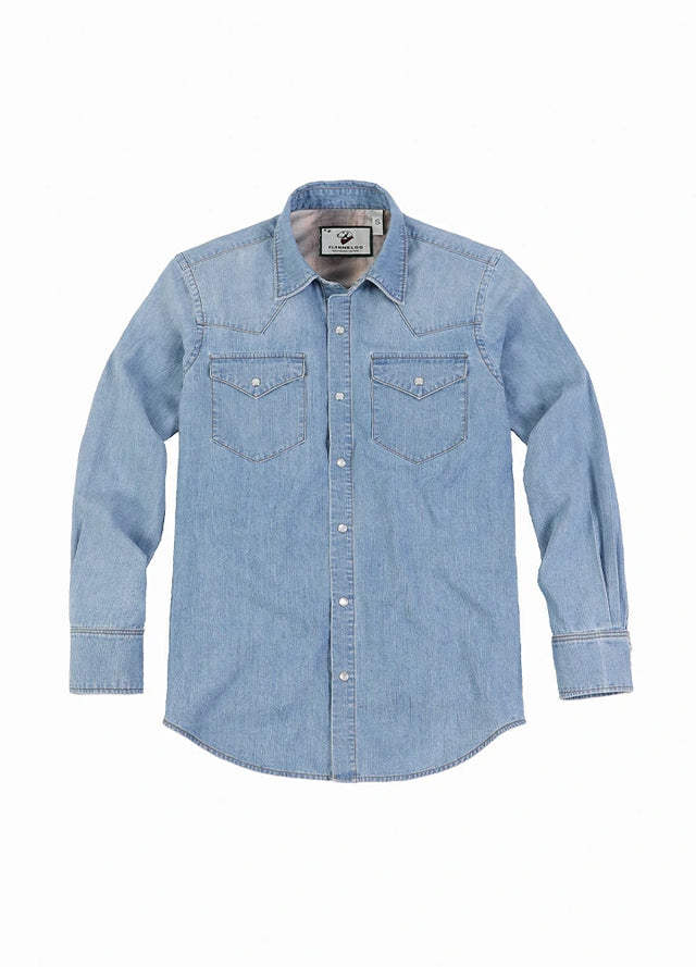Kids Retro Pearl Snap Denim Western Shirt