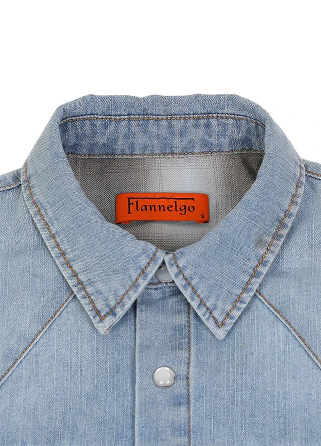 Kids Retro Pearl Snap Denim Western Shirt