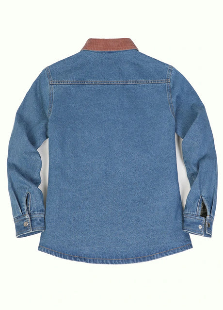 Women's Workwear Flannel Lined Denim  Shirt Jacket, Snap Button