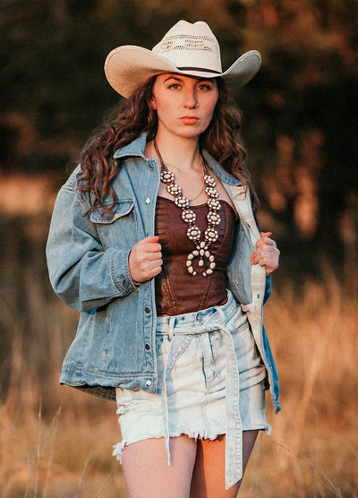 Women's Washed Denim Snap Button Jacket