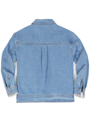 Women's Washed Denim Snap Button Jacket