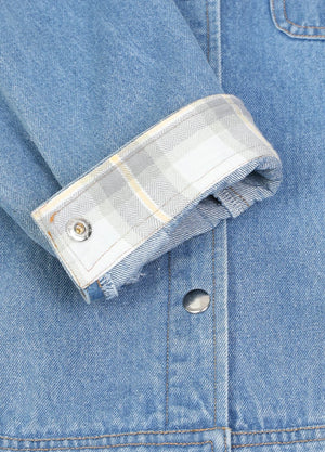 Women's Washed Denim Snap Button Jacket