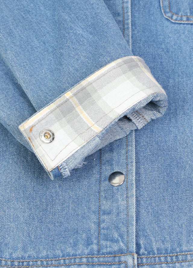 Women's Washed Denim Snap Button Jacket