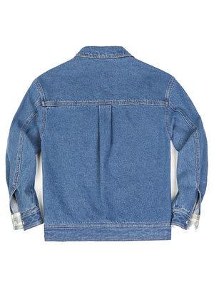 Women's Washed Denim Snap Button Jacket