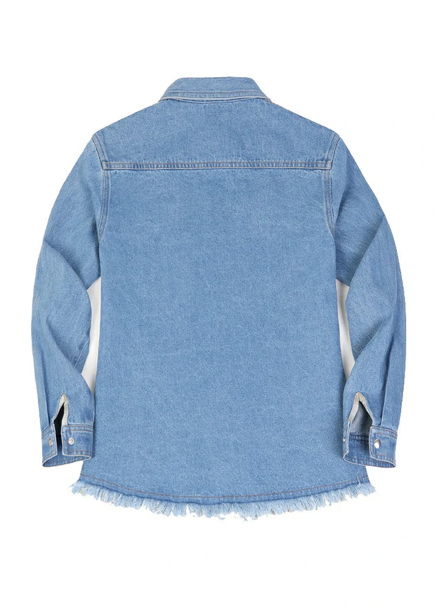Women's Heritage Washed Denim Snap Oversized Shirt Jacket