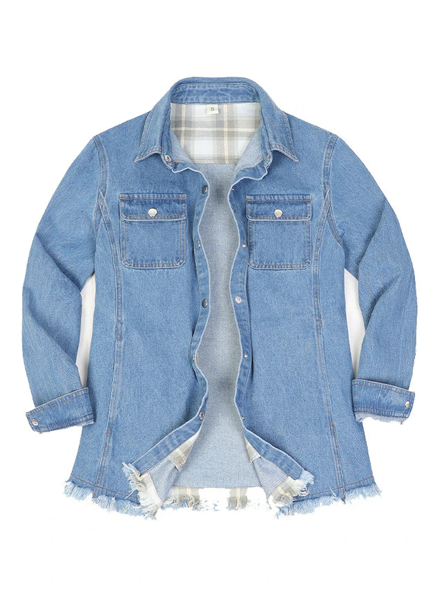 Women's Heritage Washed Denim Snap Oversized Shirt Jacket