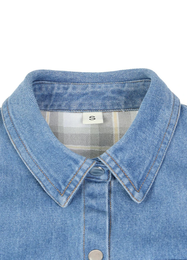 Women's Heritage Washed Denim Snap Oversized Shirt Jacket