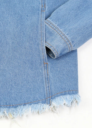 Women's Heritage Washed Denim Snap Oversized Shirt Jacket