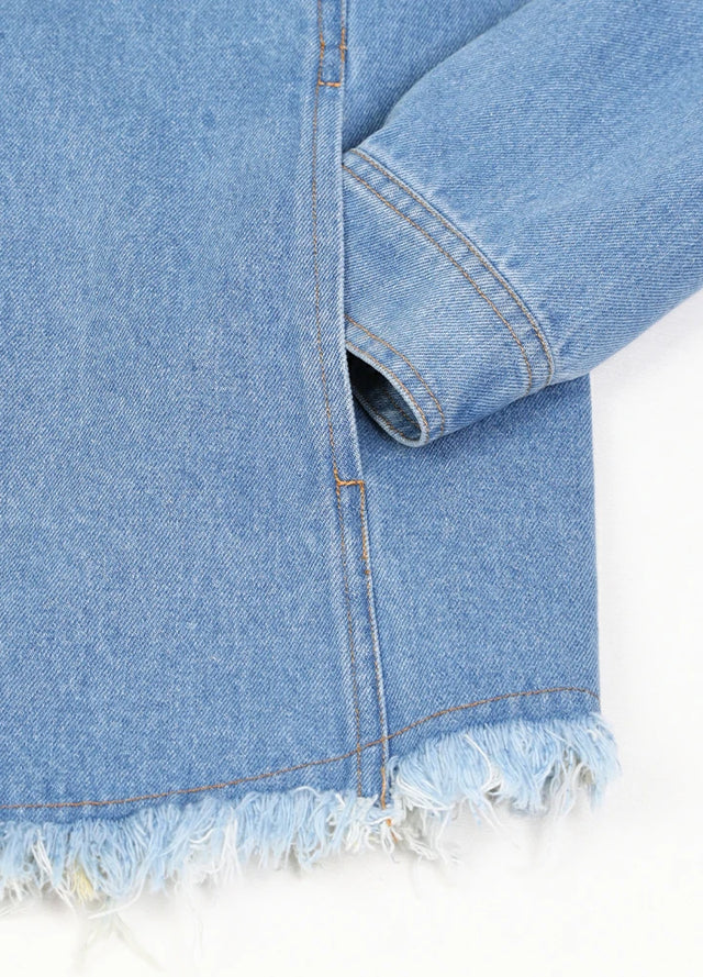 Women's Heritage Washed Denim Snap Oversized Shirt Jacket