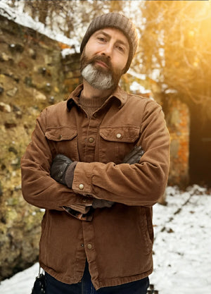 Men's Flannel Lined Heavy Washed Cotton Outdoor Utility Shirt Jacket