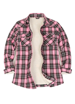 Women's Matching Family Pink Button Dawn Plaid Shirt Jacket Women's Matching Family Pink Button Dawn Plaid Shirt Jacket