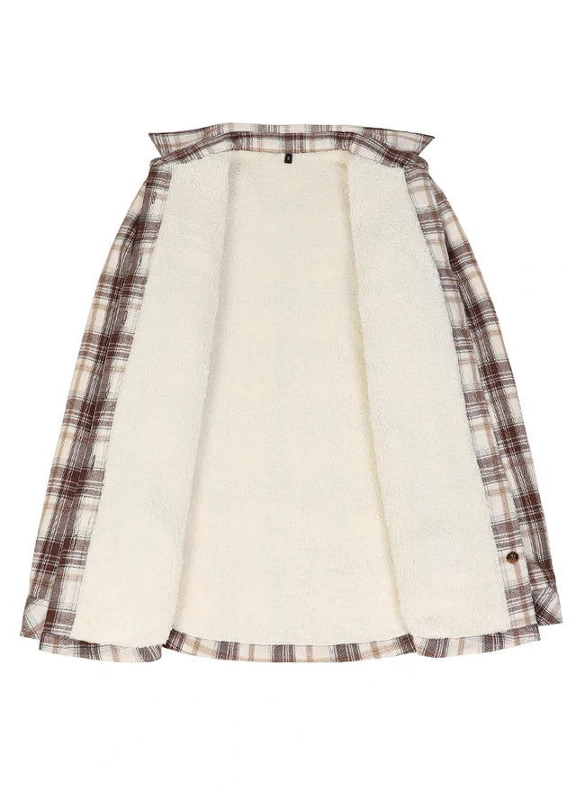 Women's Flannel Shirt Jacket,Sherpa-Lined Plaid