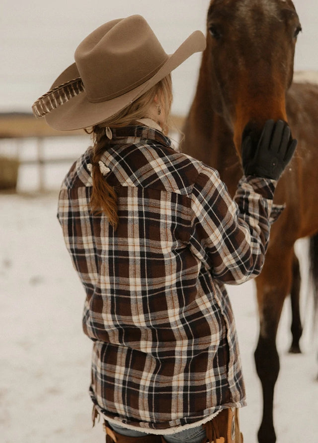 Women's Flannel Shirt Jacket,Sherpa-Lined Plaid