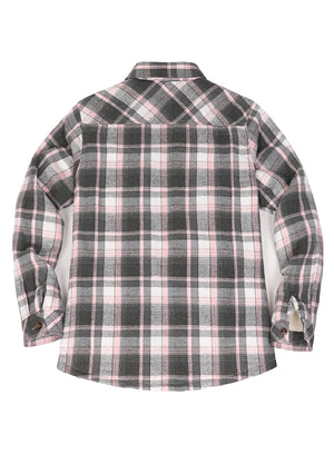 Women's Cozy Flannel Shirt Jacket,Sherpa-Lined Jacket