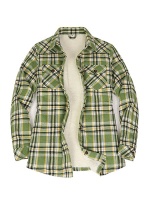 Women's Cozy Flannel Shirt Jacket,Sherpa-Lined Jacket