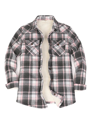 Women's Cozy Flannel Shirt Jacket,Sherpa-Lined Jacket