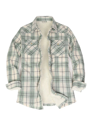 Women's Cozy Flannel Shirt Jacket,Sherpa-Lined Jacket