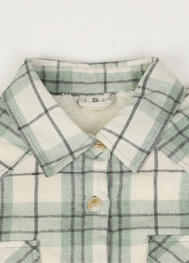 Women's Cozy Flannel Shirt Jacket,Sherpa-Lined Jacket