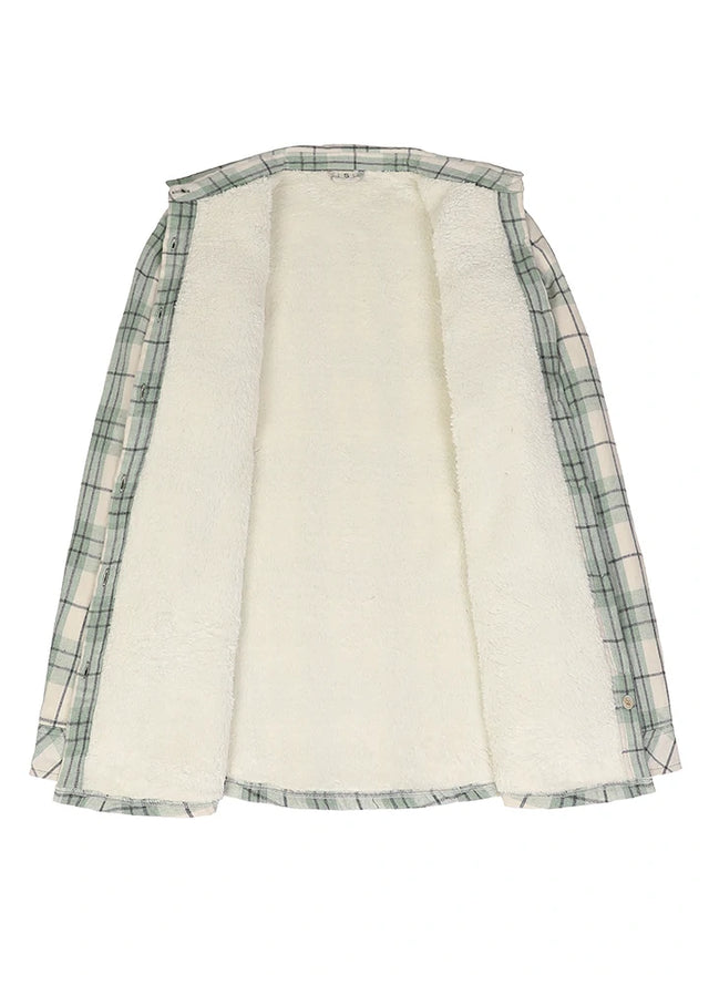 Women's Cozy Flannel Shirt Jacket,Sherpa-Lined Jacket