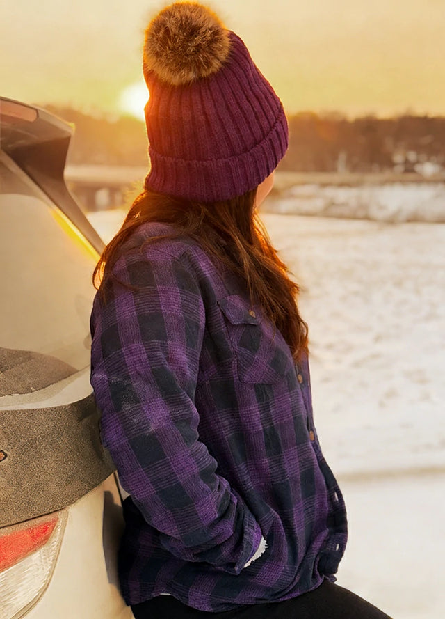 Women's Flannel Shirt Jacket,Sherpa-Lined Plaid