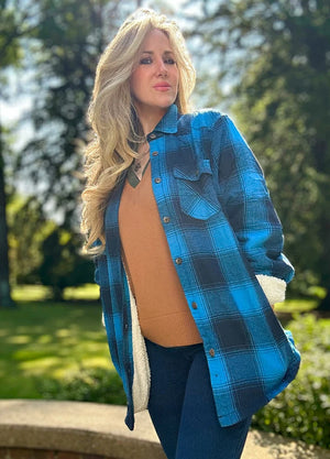 Women's Sherpa Lined Flannel Shirt Jacket, Button Down