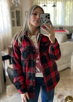 Women's Sherpa Lined Flannel Shirt Jacket, Button Down