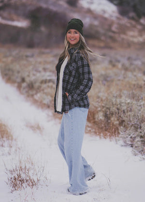 Women's Sherpa Lined Flannel Shirt Jacket, Button Down