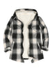 Women's Sherpa-Lined Flannel Jacket Full Zip Up Hooded Plaid Shirt