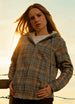 Women's Sherpa-Lined Flannel Jacket Full Zip Up Hooded Plaid Shirt