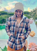 Women's Sherpa-Lined Flannel Jacket Full Zip Up Hooded Plaid Shirt